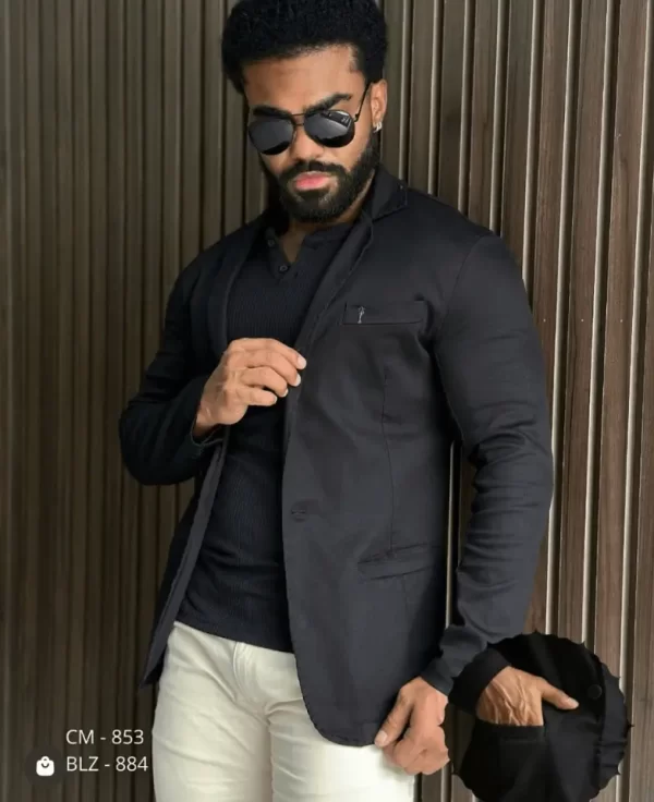 Blazer slim de sarja com elastano