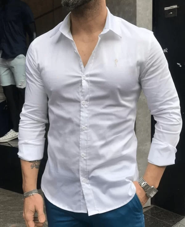 Camisa slim acetinada manga longa - Imagem 2