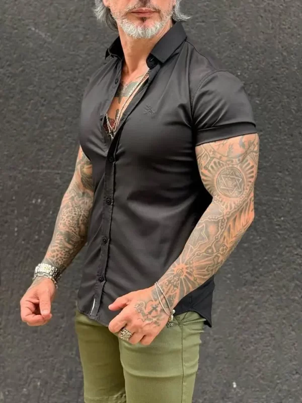 Camisa tricoline slim levemente acetinada - Imagem 3