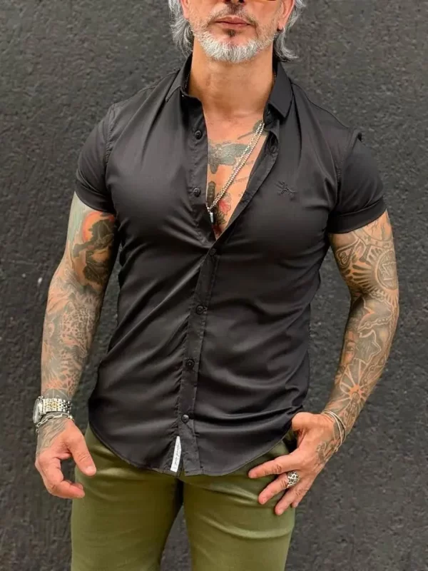 Camisa tricoline slim levemente acetinada - Imagem 4