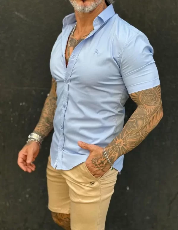 Camisa tricoline slim levemente acetinada - Imagem 6