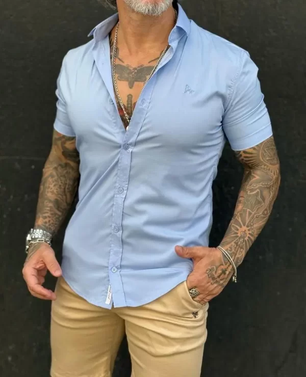 Camisa tricoline slim levemente acetinada - Imagem 8