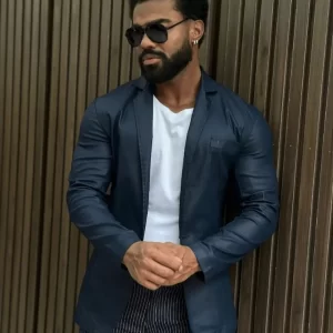 Blazer slim resinado com elastano