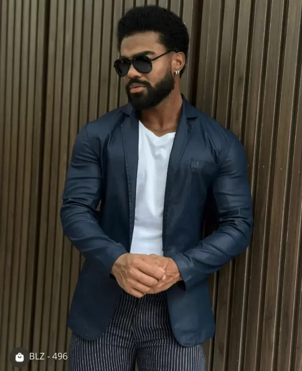Blazer slim resinado com elastano