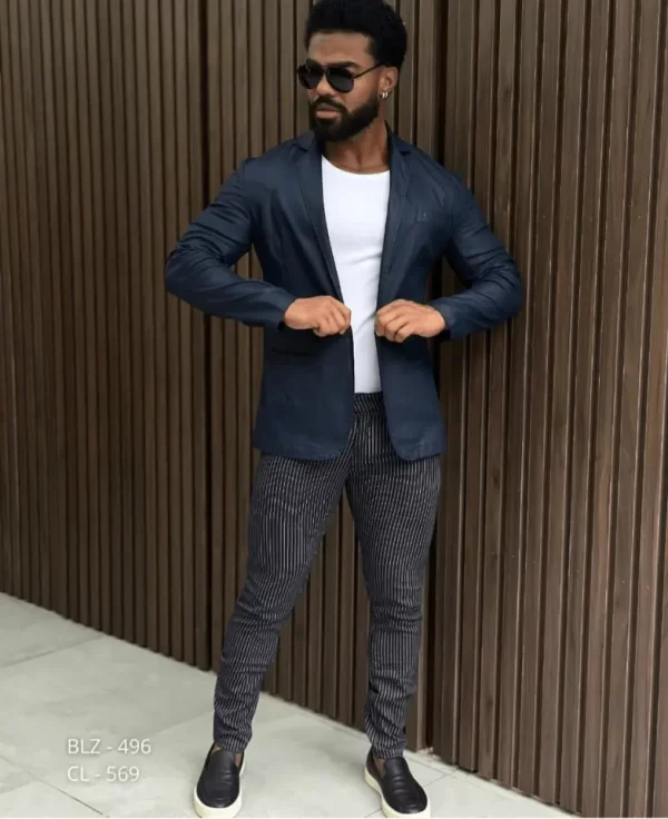 Blazer slim resinado com elastano - Imagem 2